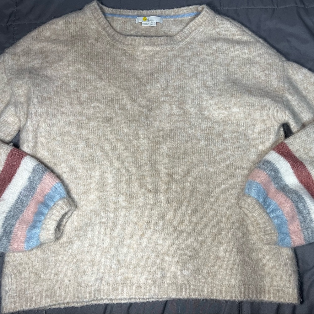 Boden Wool Alpaca Blend‎ Fluffy Striped Sweater Size 8